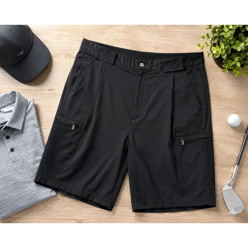 IZOD XFG Cargo Golf Shorts Men's 36 Black Performance Zip Pocket Casual